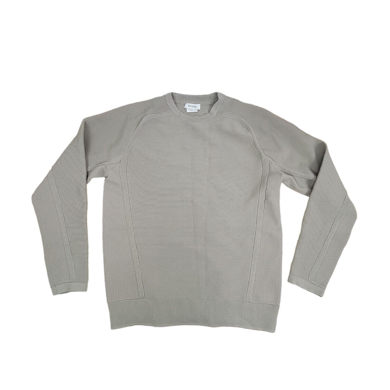Brady Brand Sweater Mens Small Gray Taupe Engineered Knit Crewneck Pullover